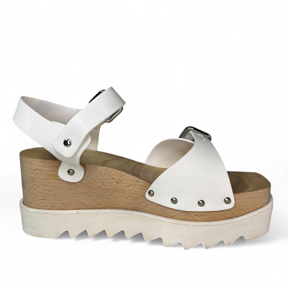 Stella McCartney Women's White Elyse Platform Wooden Sandal EU 38.5 - Picture 6 of 12
